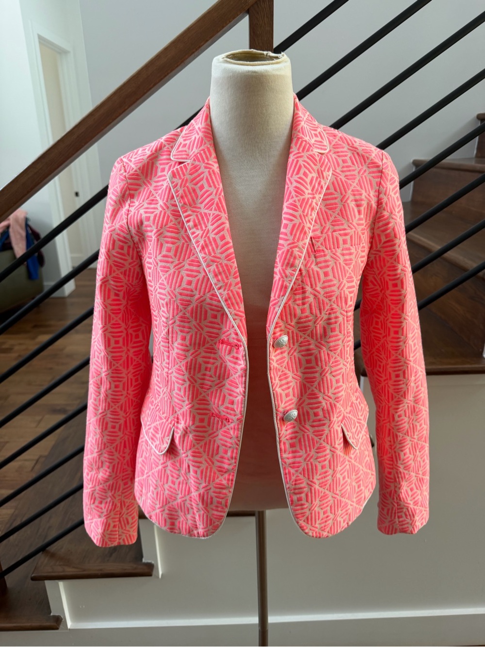 Gap Pink Geometric Patterned Women's Blazer Jacket